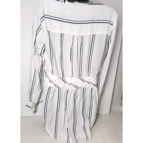 Women's Small High Vibrations casual-chic Stripe Mini Shirt Dress By Soho - Picture 14 of 16